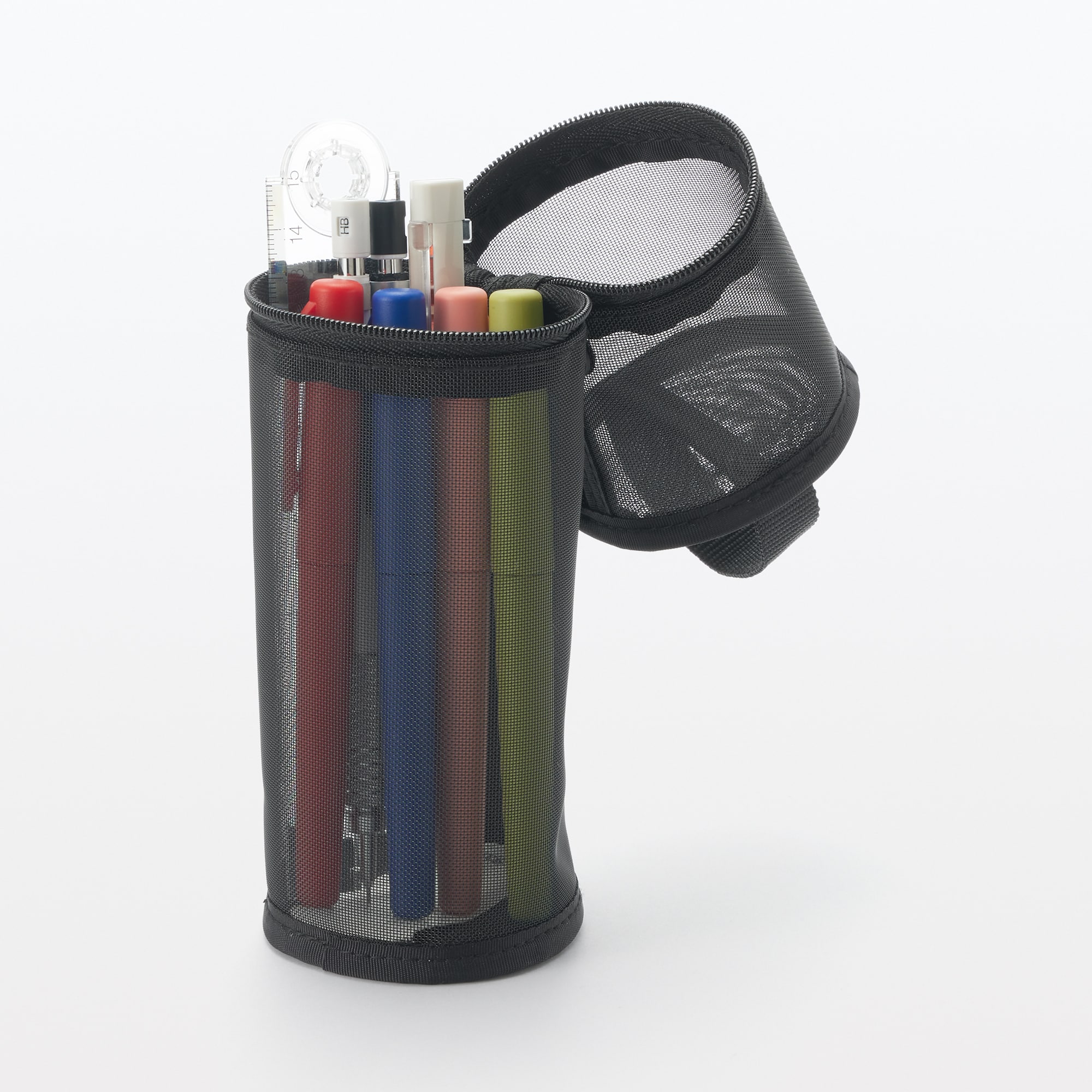 ナイロンメッシュ縦でも横でも使えるペンケース