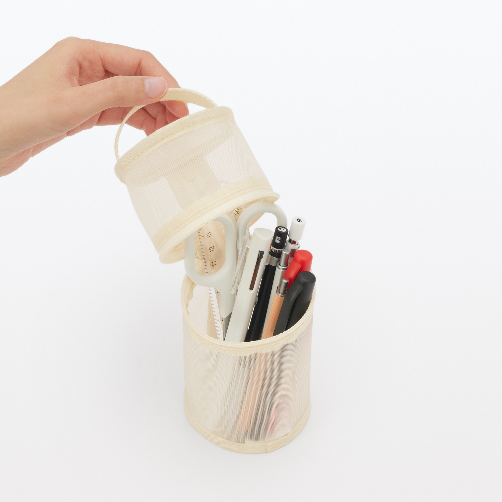 ナイロンメッシュ縦でも横でも使えるペンケース