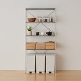 再生ポリプロピレン入り　ペダル式ダストボックス　両開きフタ付き