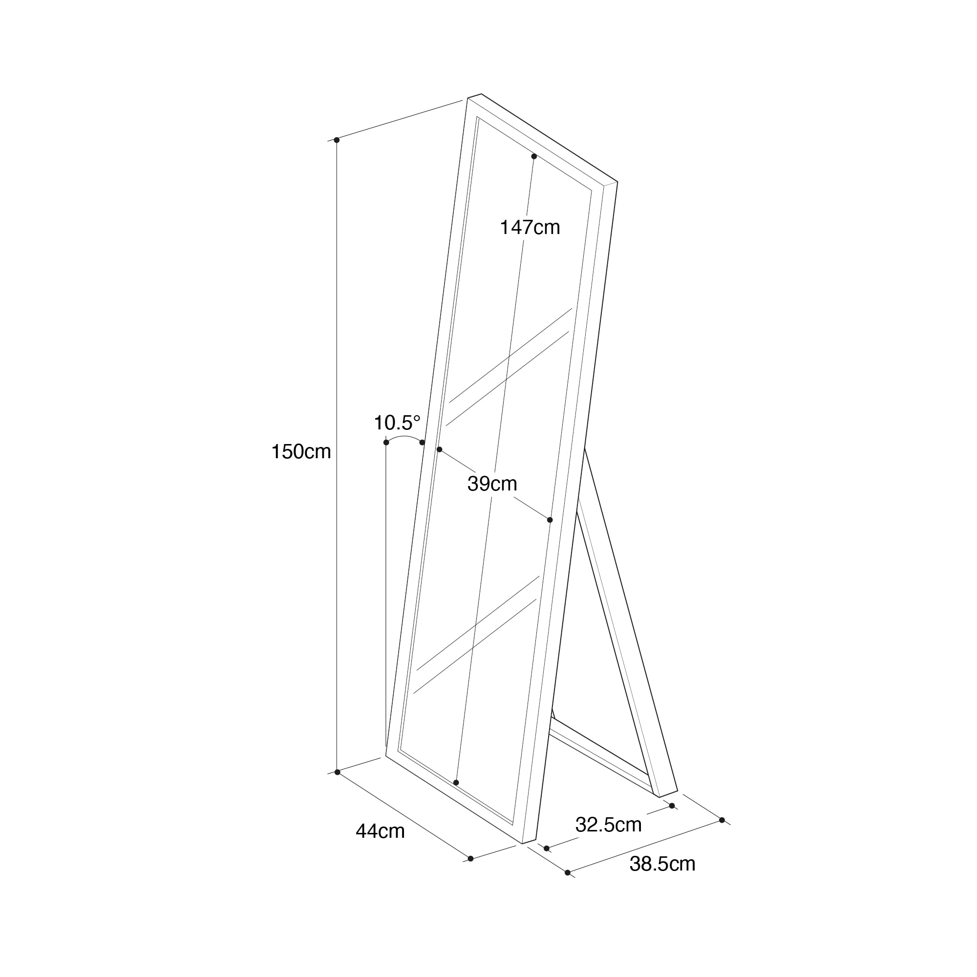 木製ミラー　ラバーウッド材