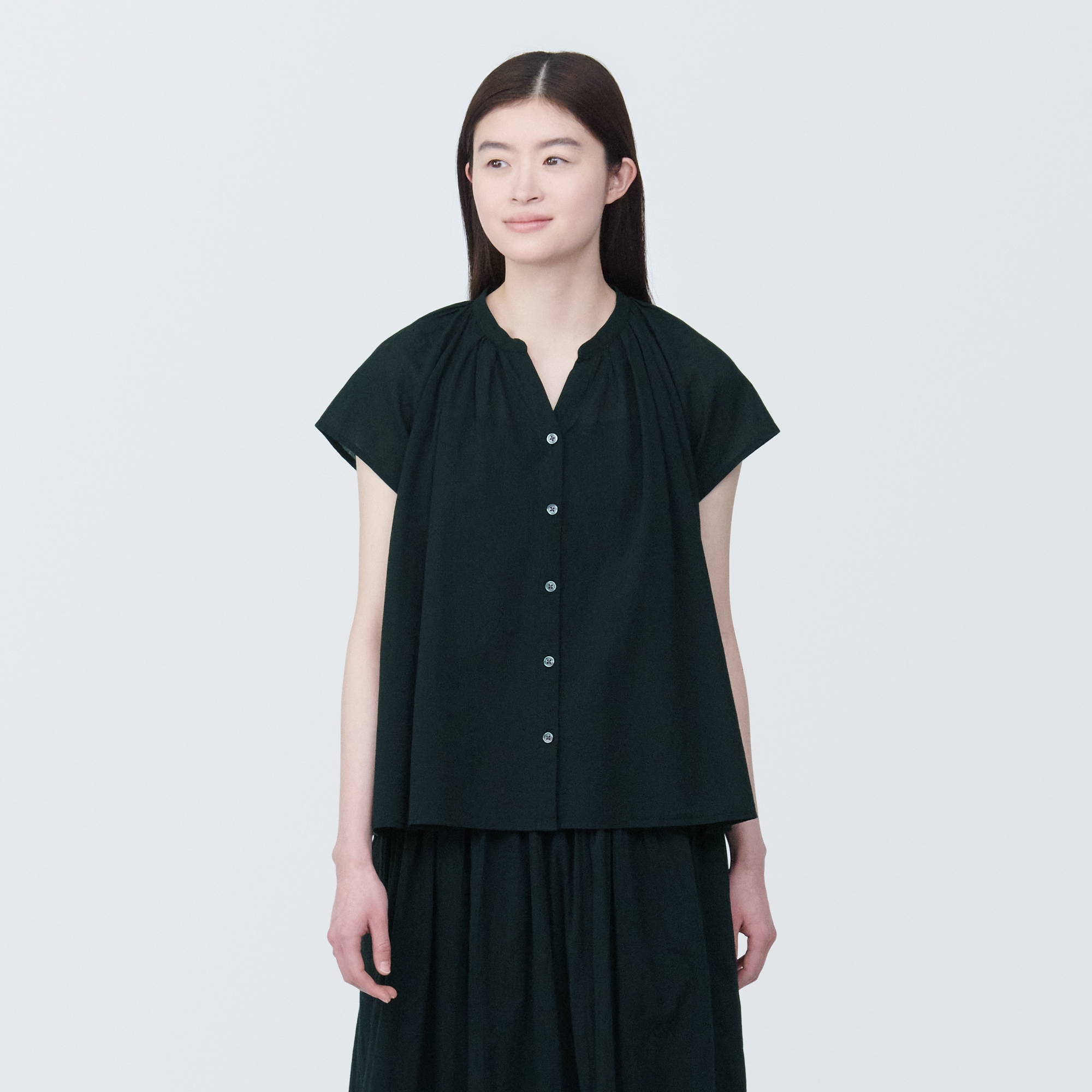 婦人 強撚ボイル フレンチスリーブブラウス | 無印良品 サルートF75ソング、ショーツＭ