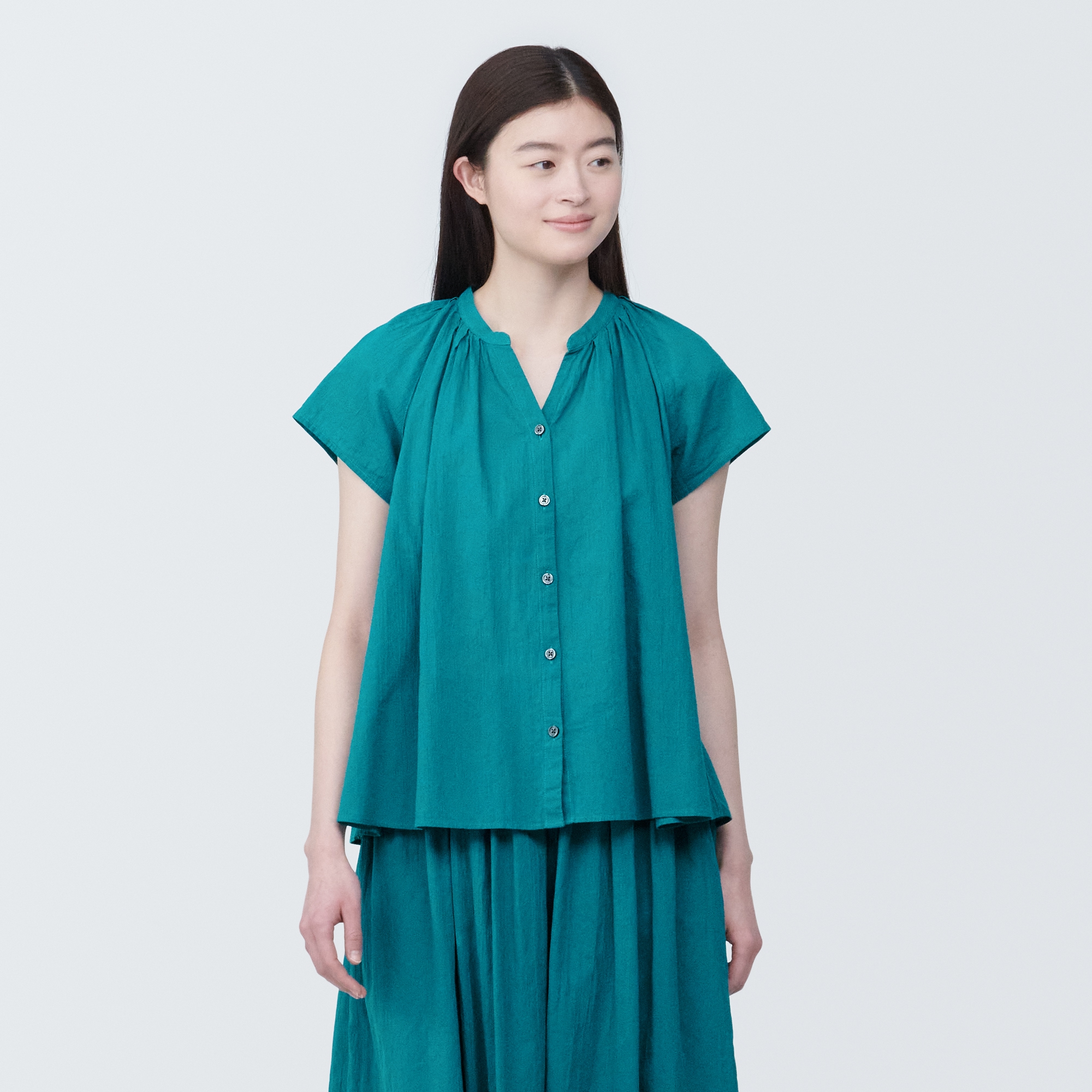 婦人 強撚ボイル フレンチスリーブブラウス | 無印良品
