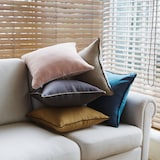 ［ＩＤＥＥ］ＬＩＮＥＮパイピングクッションカバー５０ｃｍ角　ブルー
