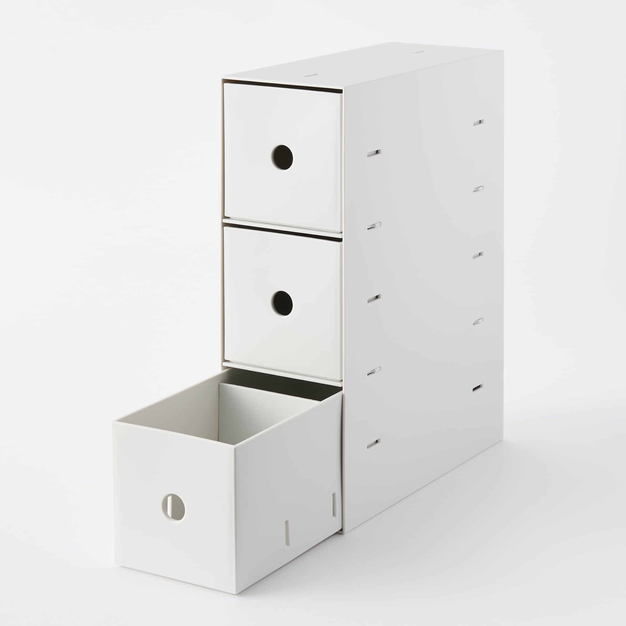 再生ポリプロピレン入り小物収納ボックス３段・ホワイトグレー