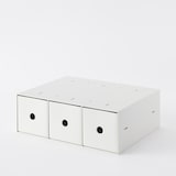 再生ポリプロピレン入り小物収納ボックス３段・ホワイトグレー