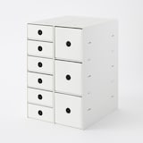 再生ポリプロピレン入り小物収納ボックス３段・ホワイトグレー