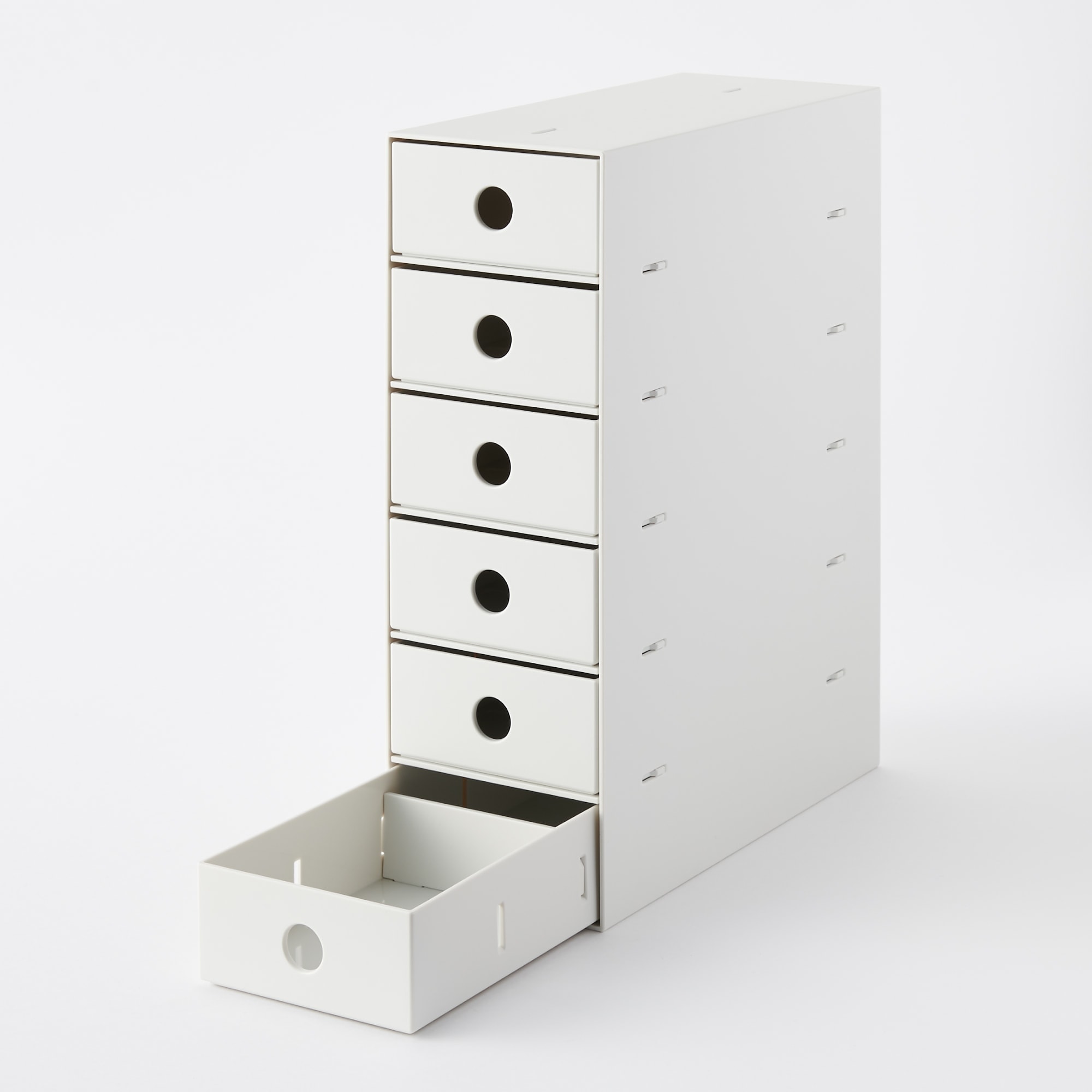 再生ポリプロピレン入り小物収納ボックス６段・ホワイトグレー