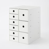 再生ポリプロピレン入り小物収納ボックス６段・ホワイトグレー