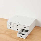 再生ポリプロピレン入り小物収納ボックス６段・ホワイトグレー