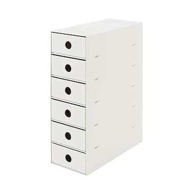 【幅１１ｃｍ】再生ポリプロピレン入り小物収納ボックス６段・ホワイトグレー