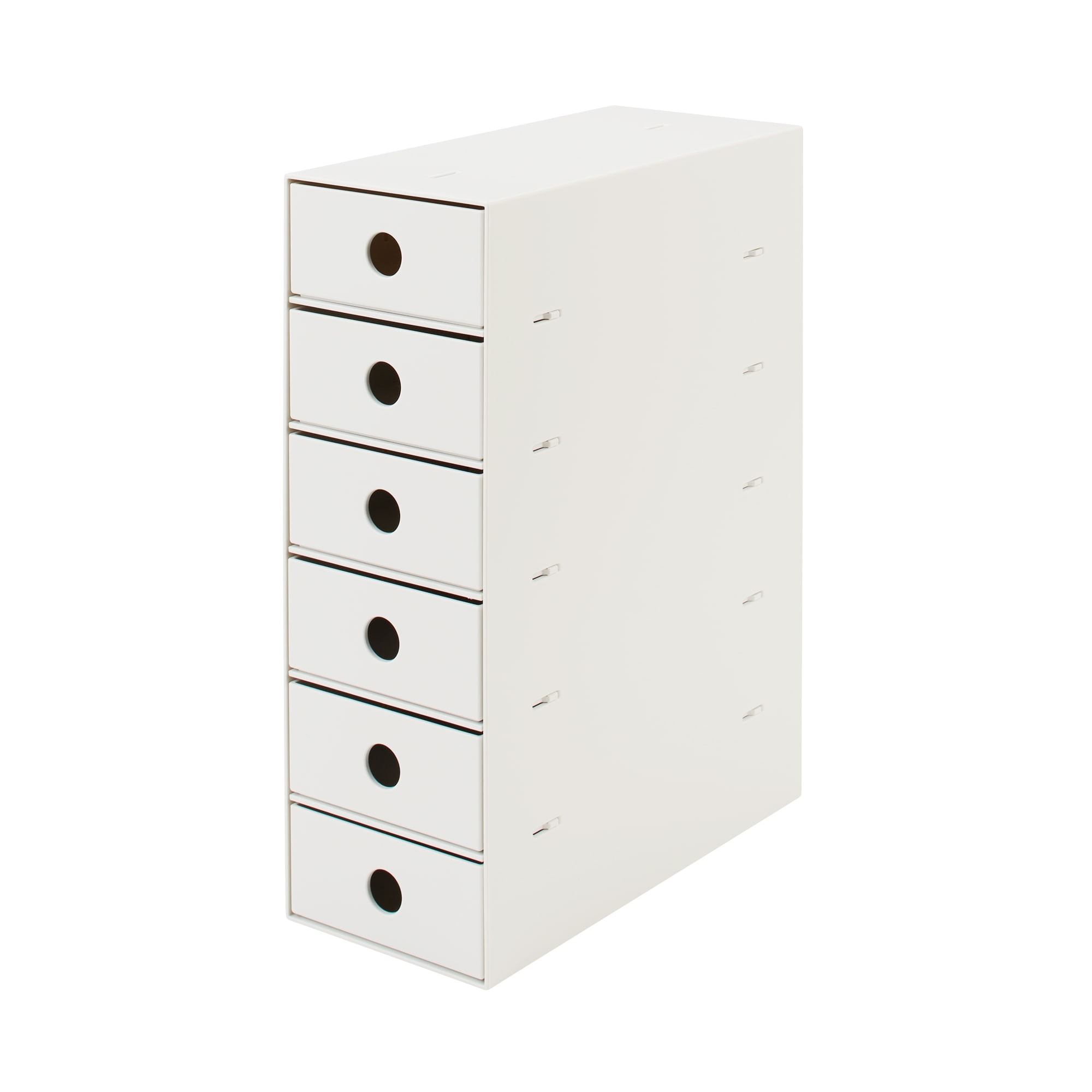 再生ポリプロピレン入り小物収納ボックス６段・ホワイトグレー