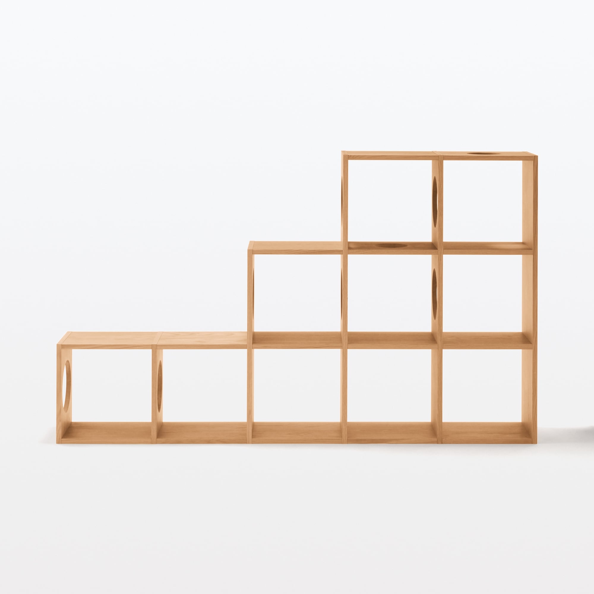 スタッキングシェルフ　猫用　３段×５列セット　オーク材突板