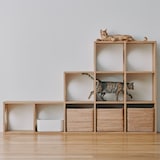 スタッキングシェルフ　猫用　３段×５列セット　オーク材突板