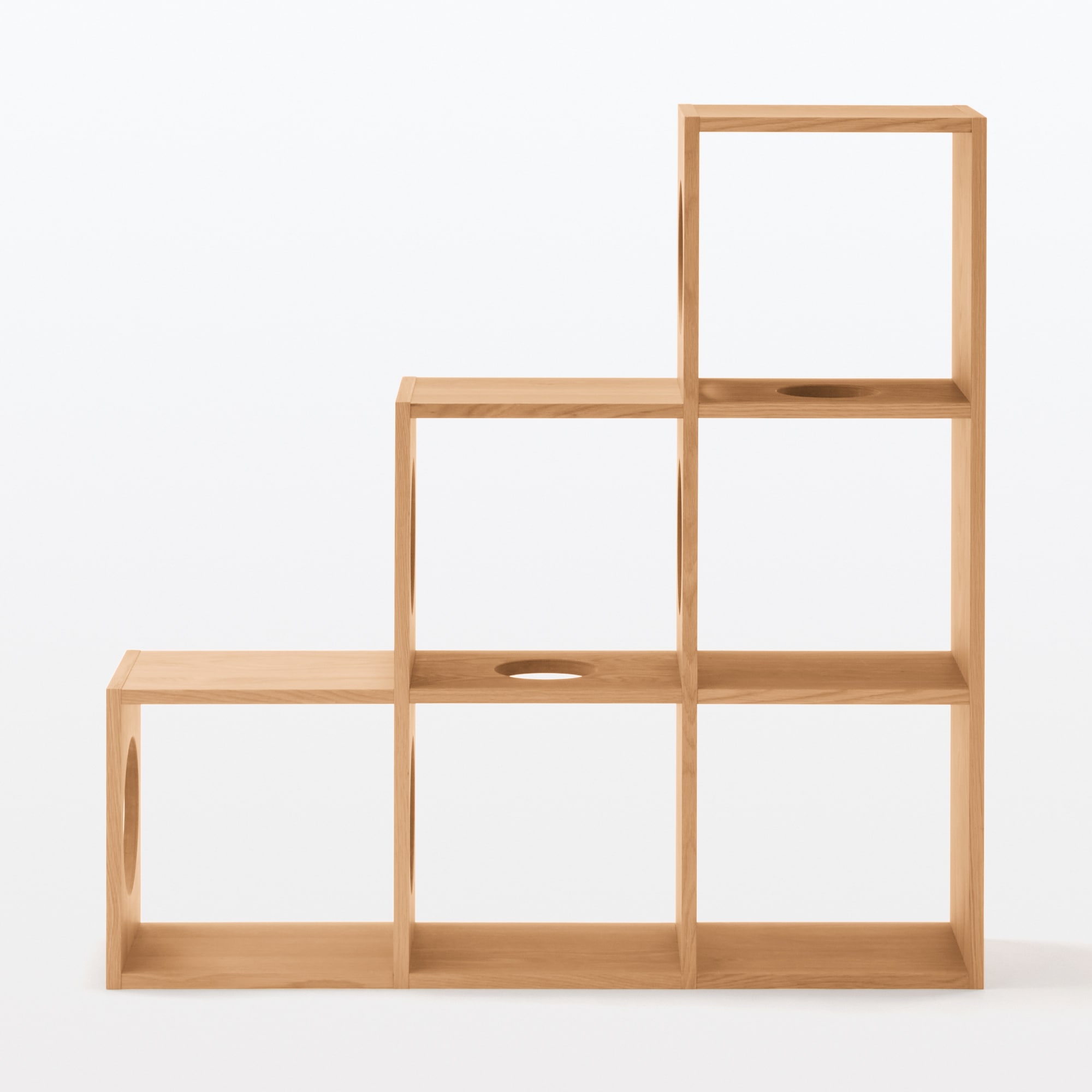 スタッキングシェルフ　猫用　３段×３列セット　オーク材突板