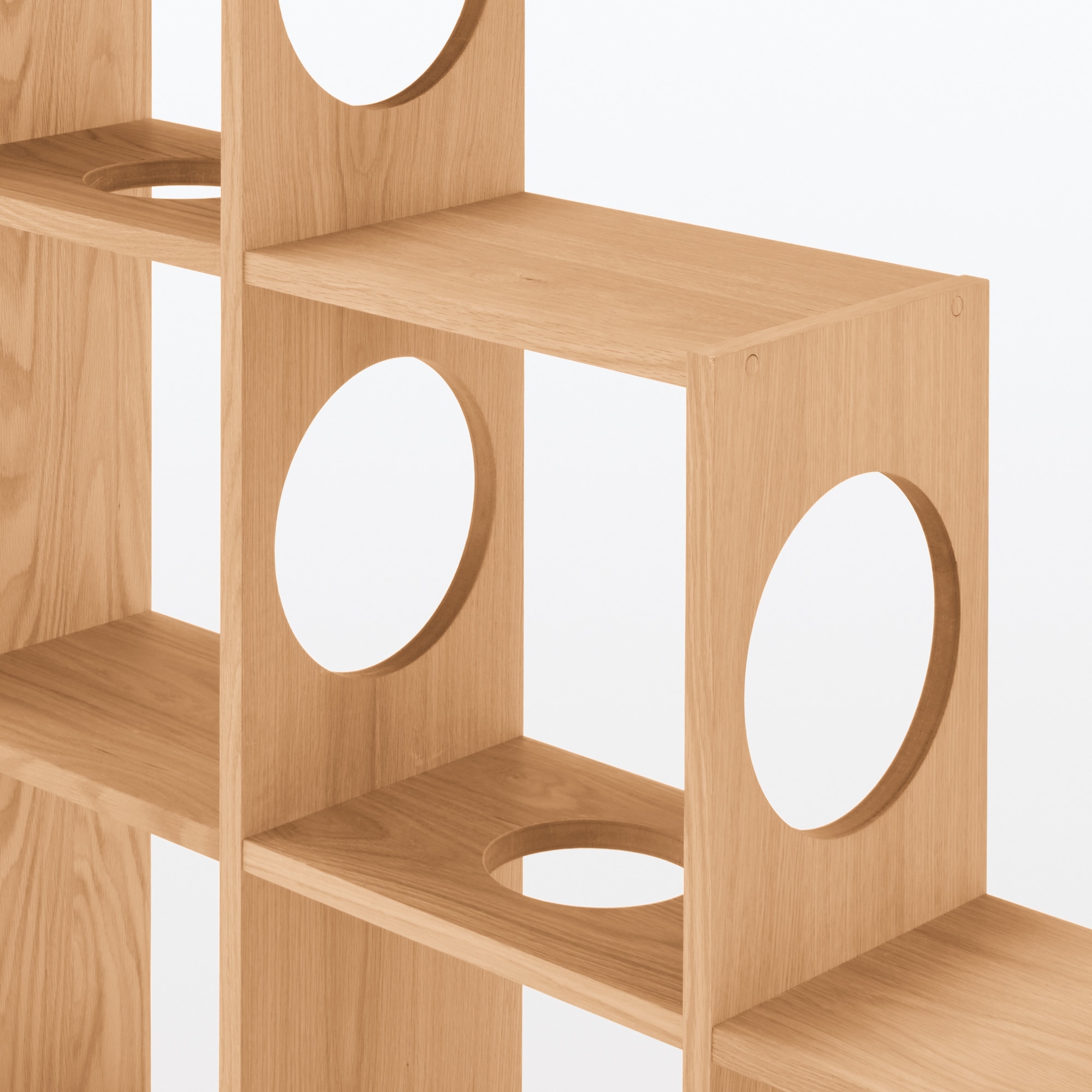 スタッキングシェルフ　猫用　３段×３列セット　オーク材突板