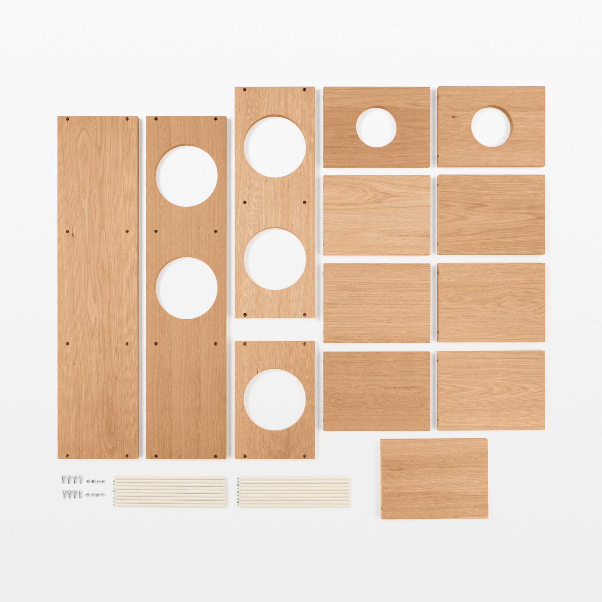 スタッキングシェルフ　猫用　３段×３列セット　オーク材突板