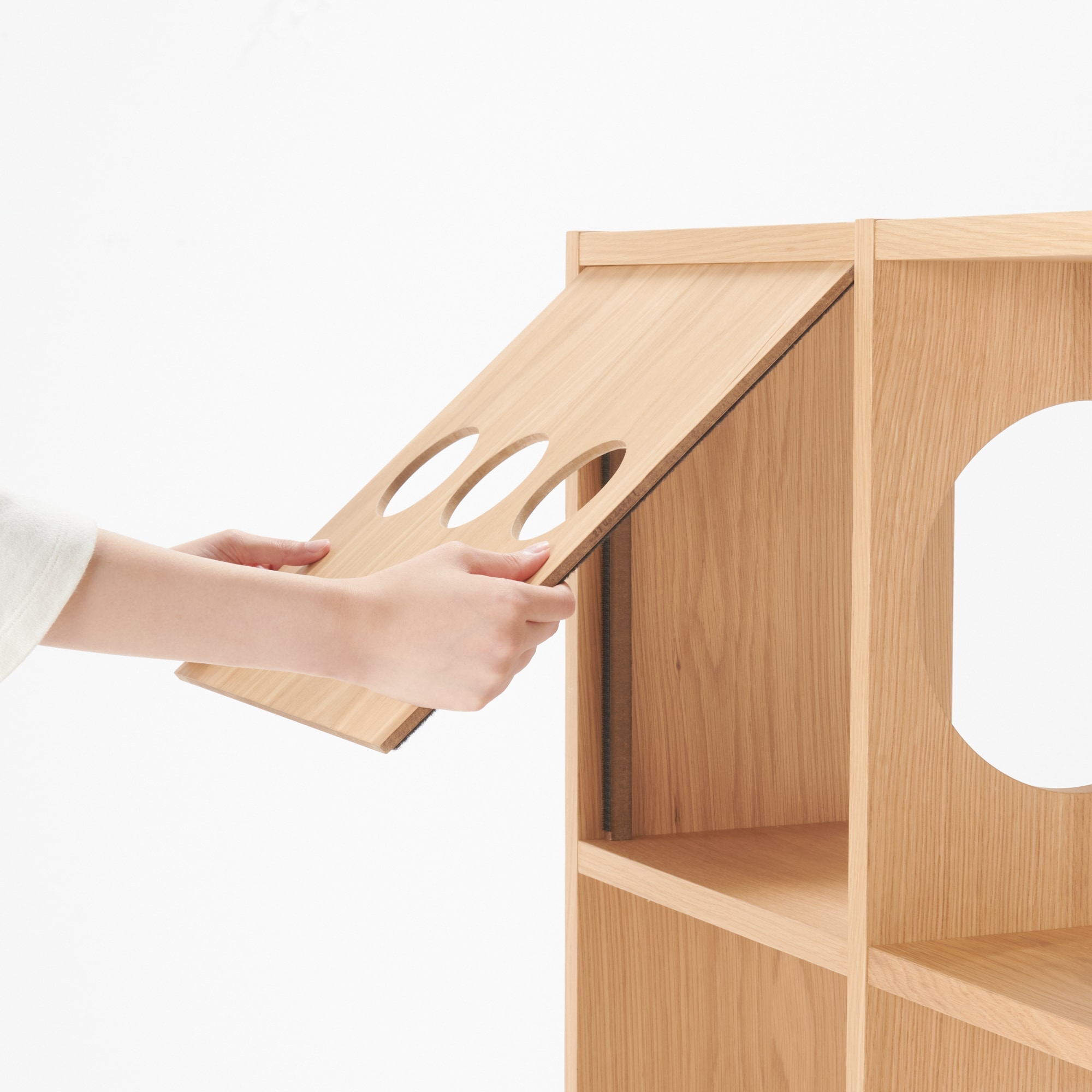 スタッキングシェルフ　木製ボード　オープン　オーク材突板