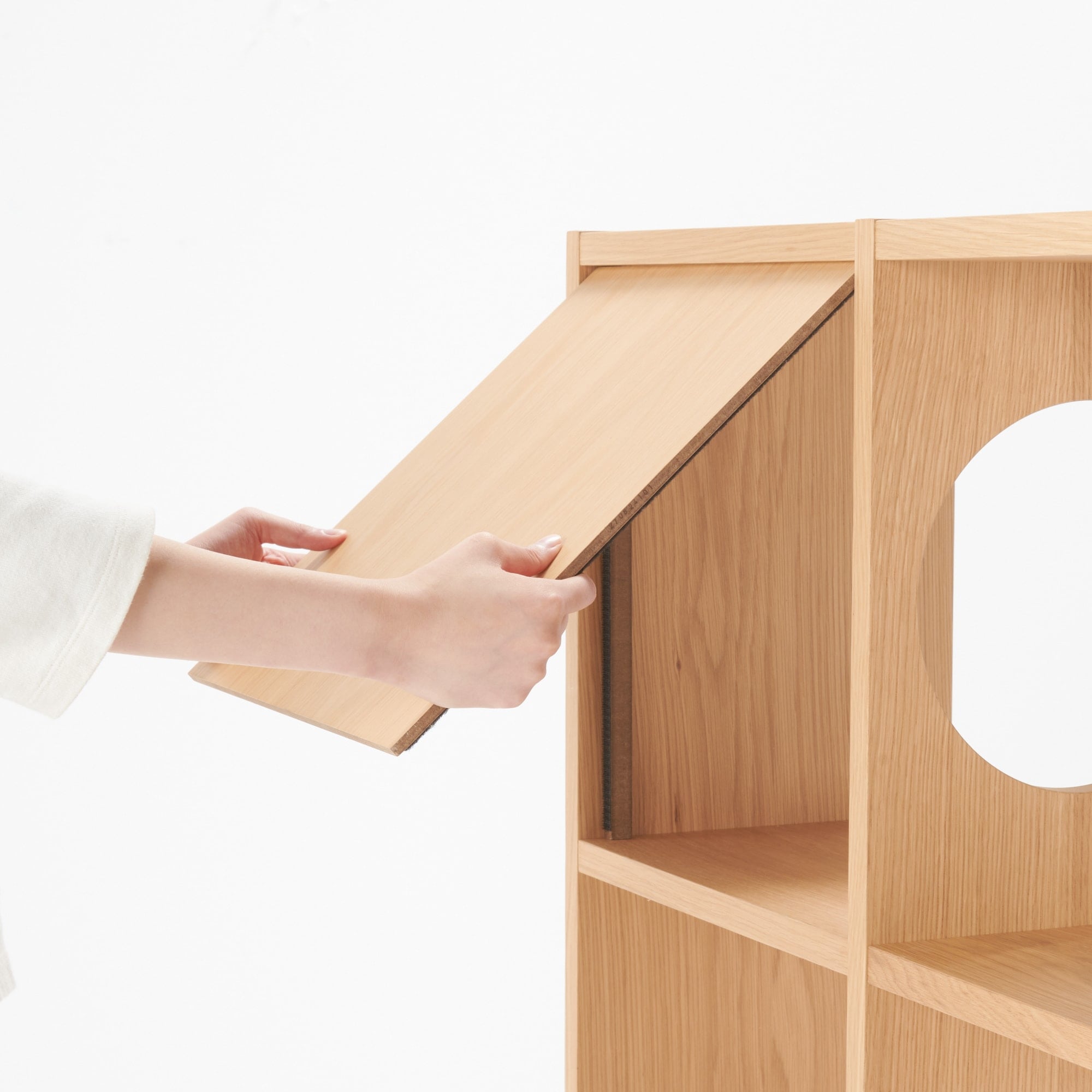 スタッキングシェルフ　木製ボード　クローズ　オーク材突板