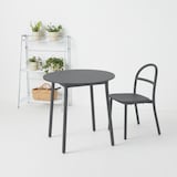 中でも外でも使える　丸テーブル　アルミ脚　小