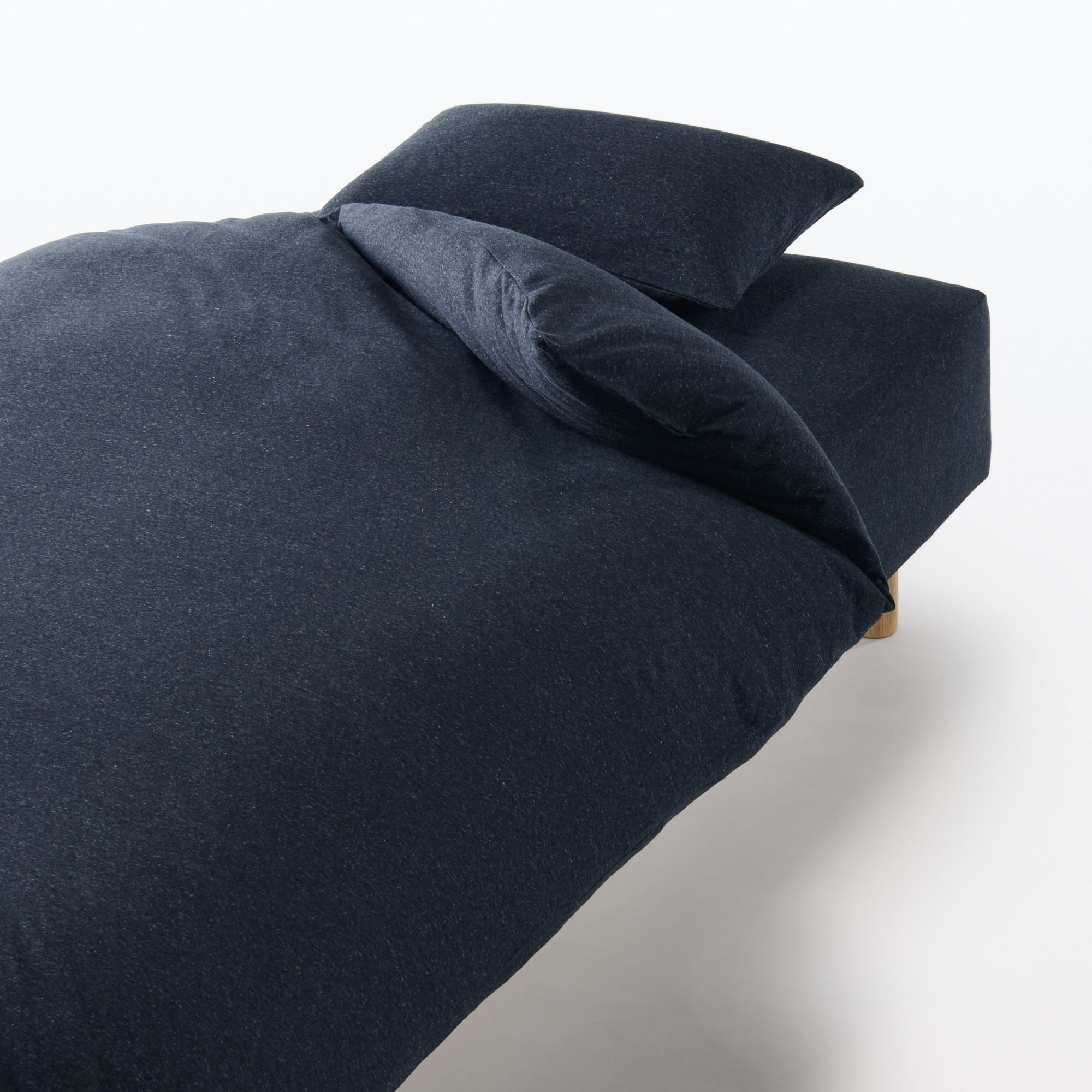 無印良品 麻平織 掛け布団カバー セミダブル用 黒チェック 新品 寝具