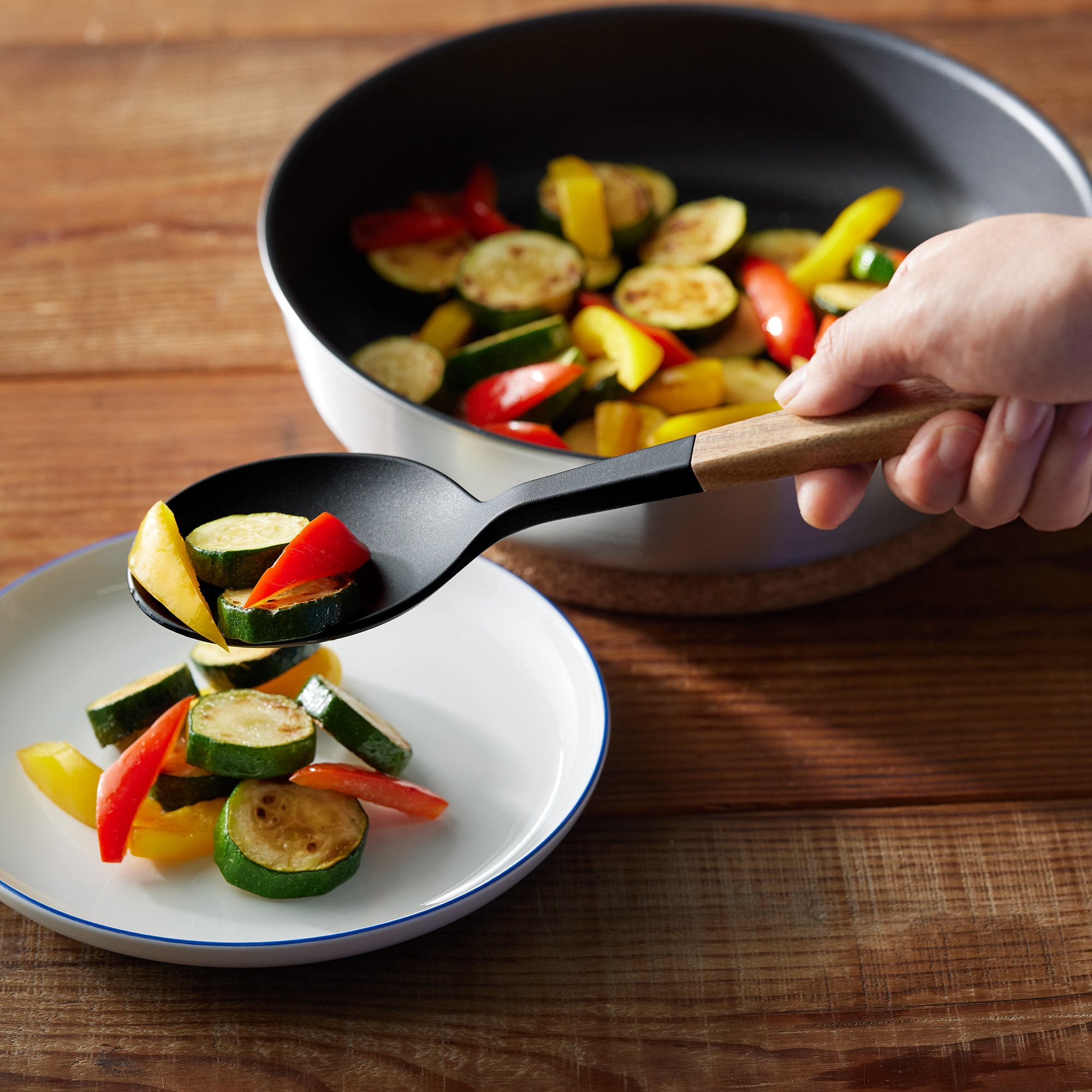 木柄　シリコーン　調理スプーン