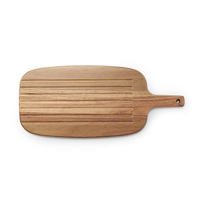 アカシア　両面使えるカッティングボード　持ち手付き　大　約幅１７×奥行３８．５×厚さ１．５ｃｍ