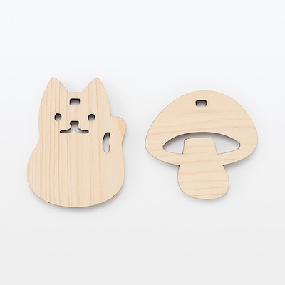 木製オーナメント　ネコ／キノコ