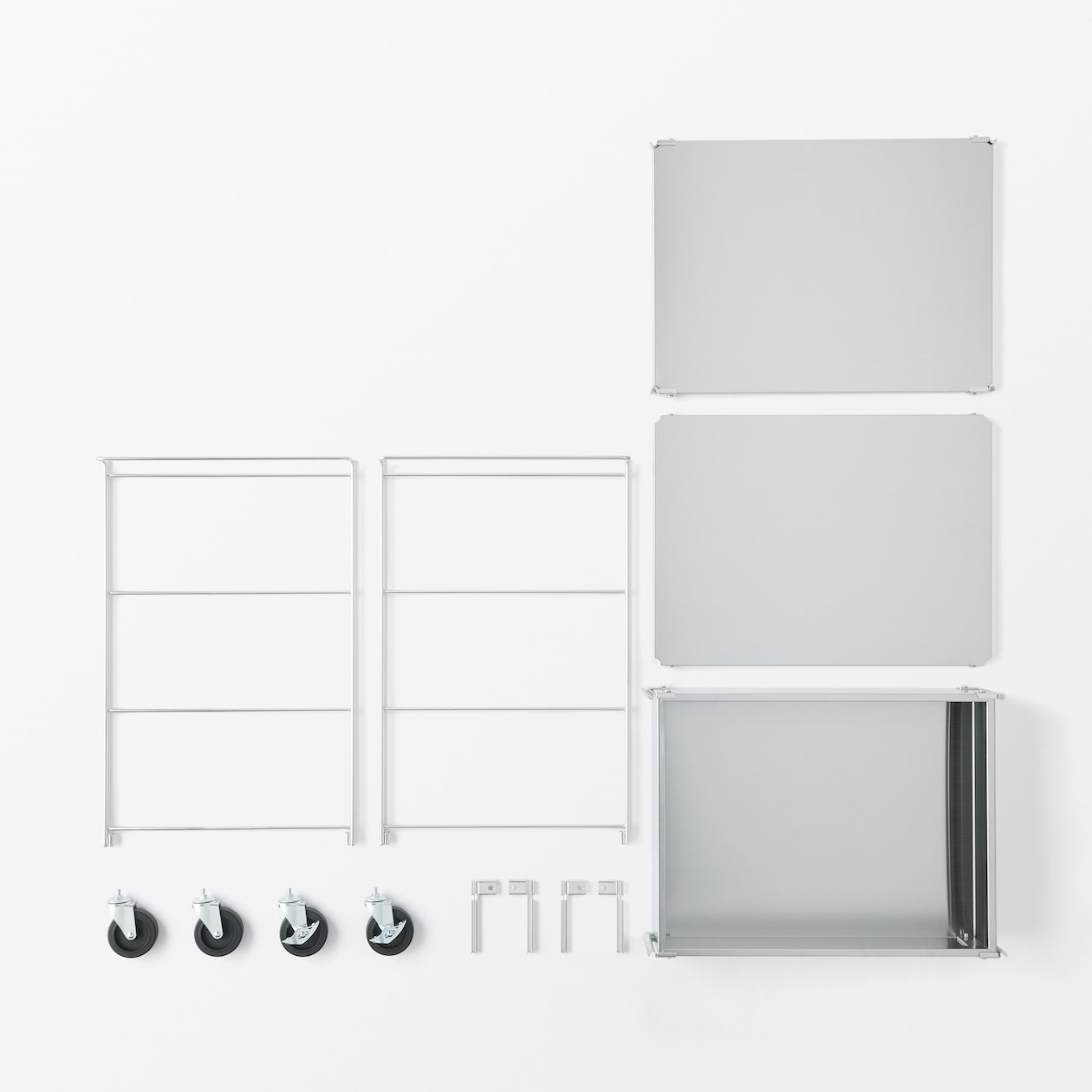 ステンレスユニットシェルフワゴンセット