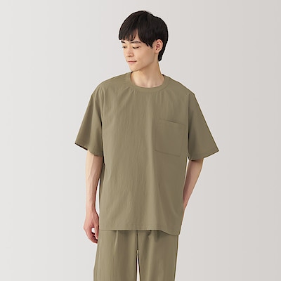 紳士　風を通すストレッチ半袖Ｔシャツ（ポケットあり）