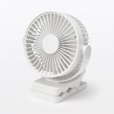 【４月８日順次発売予定】置いても使える　充電式クリップファン　ホワイト／グレー