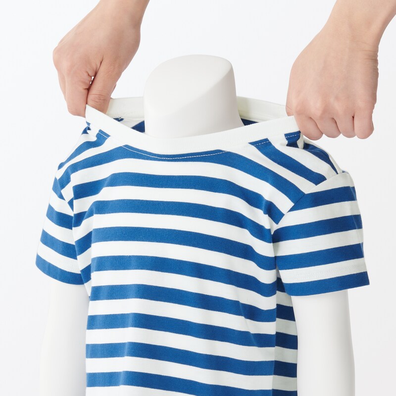 ベビー あたまするっと クルーネック半袖Tシャツ（ボーダー） | 無印良品