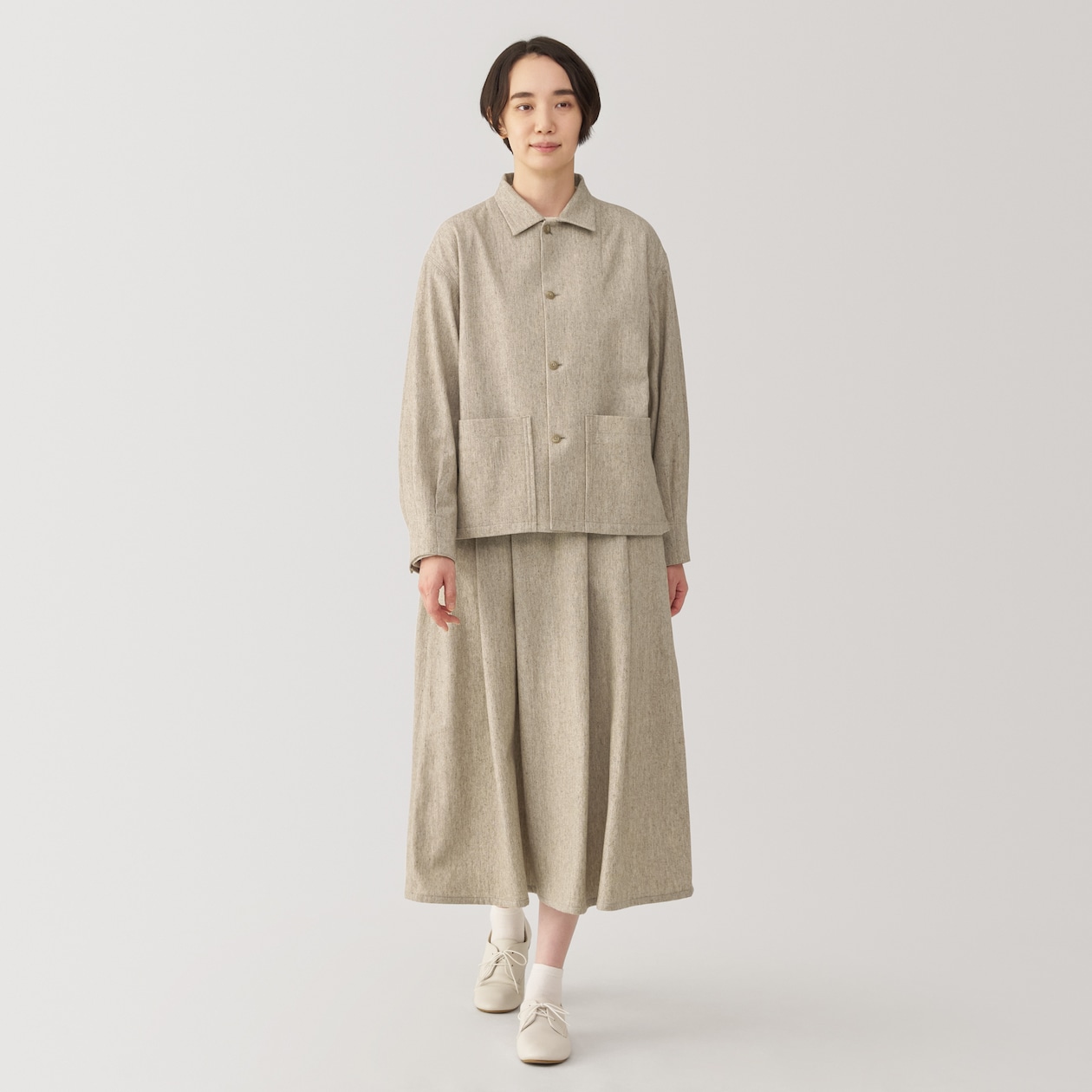 婦人　ウール混シャツジャケット