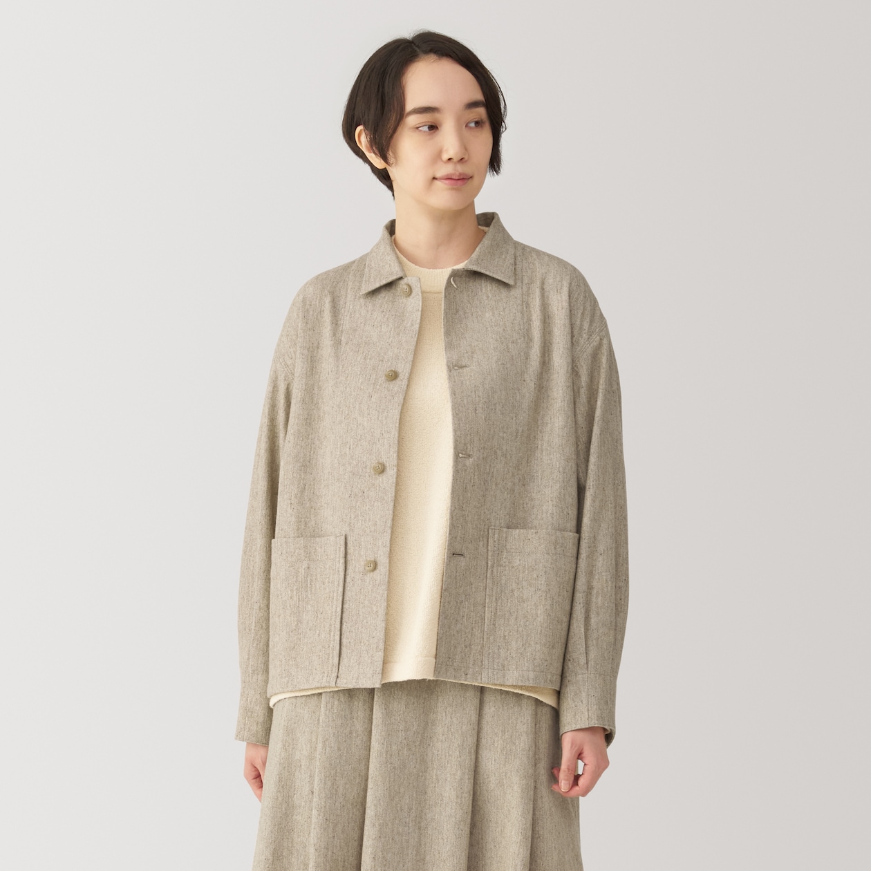 婦人　ウール混シャツジャケット