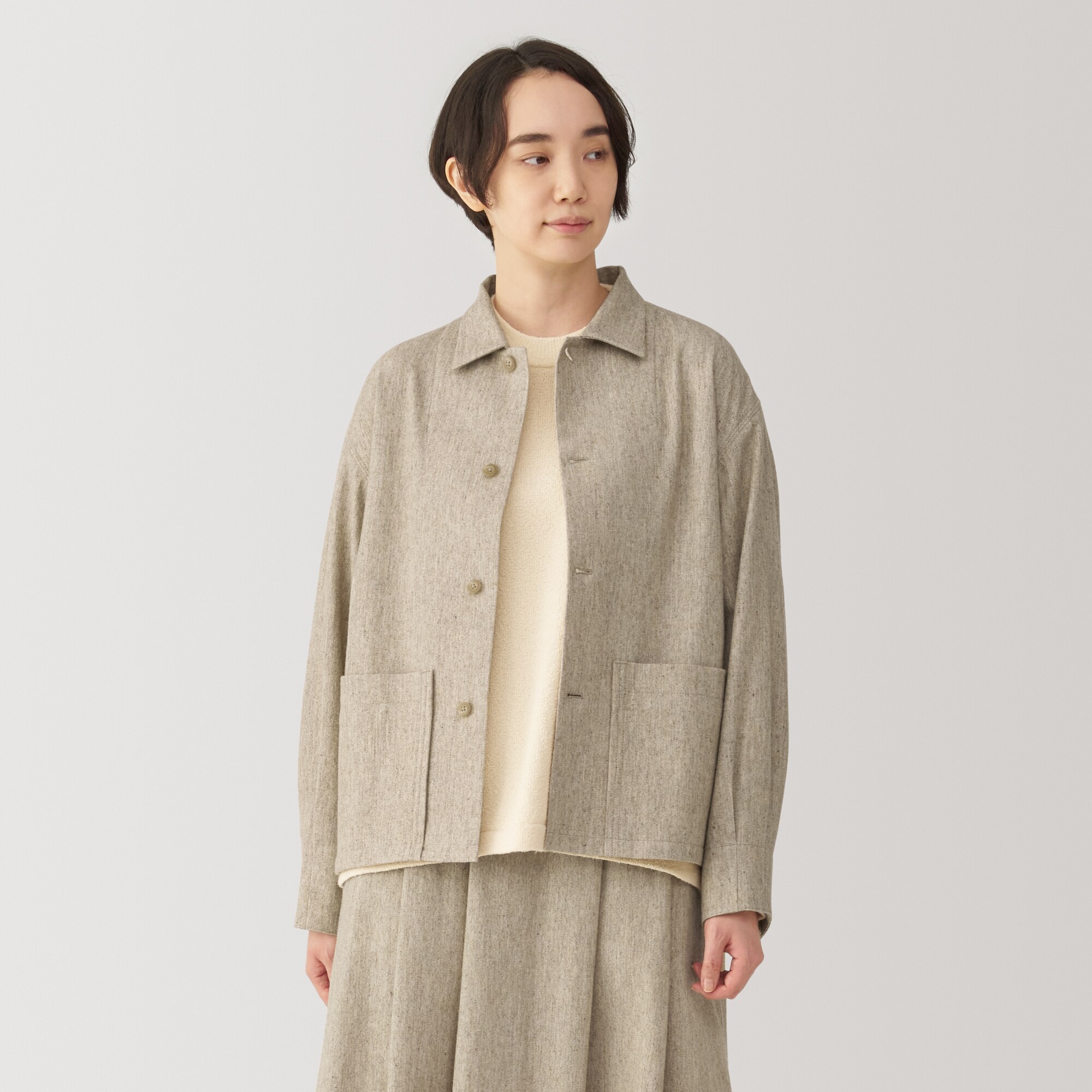 婦人　ウール混シャツジャケット