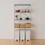 【海外】ポリプロピレン入り　ペダル式ダストボックス　両開きフタ付き