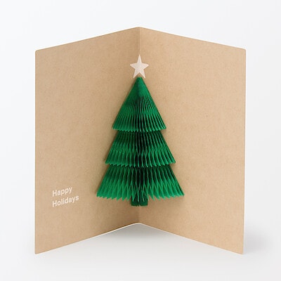 ハニカムペーパー　メッセージカード　ツリー　約１５０×１００ｍｍ　シール・封筒付