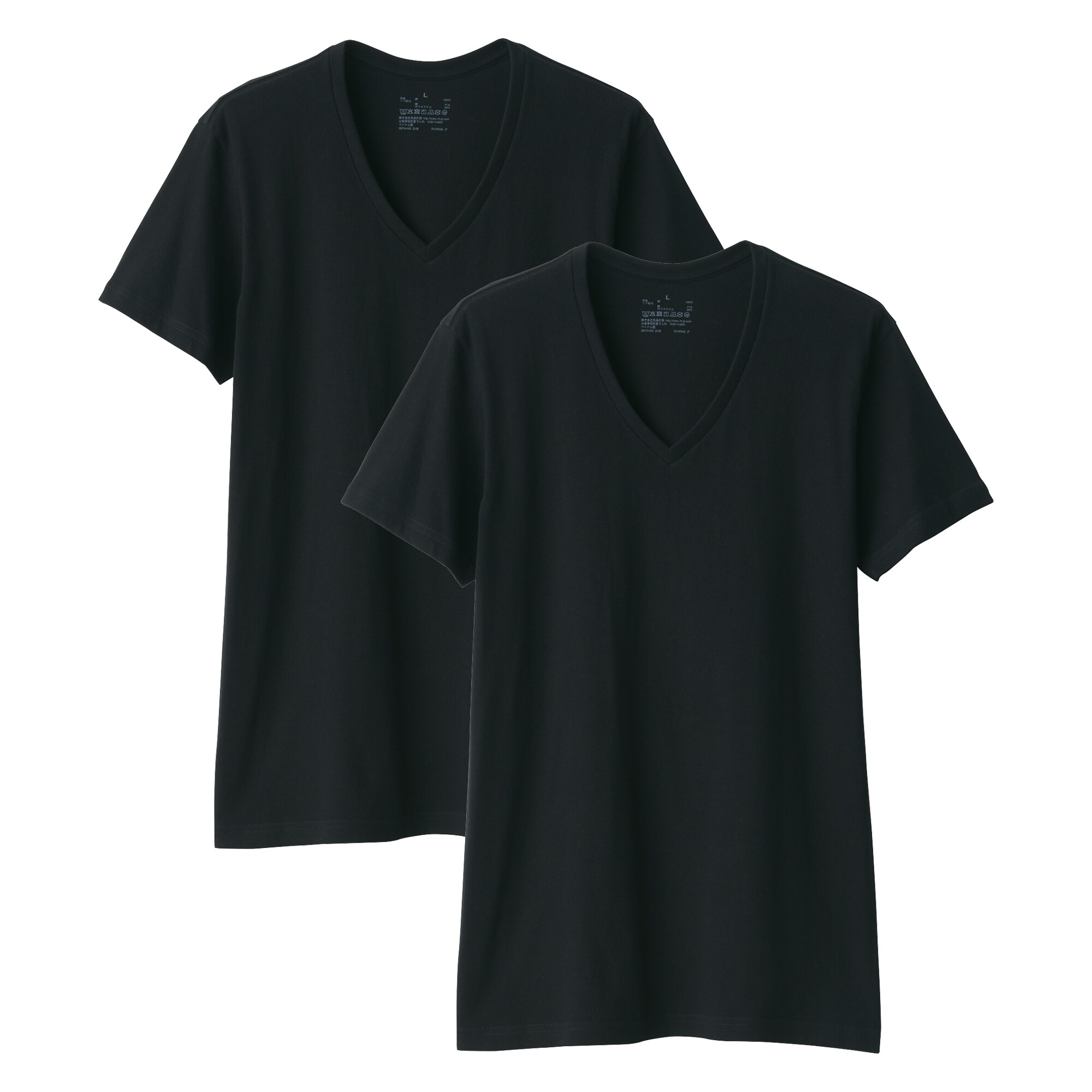 人気 紳士 無印良品 | Vネック半袖Tシャツ 2枚組 脇に縫い目のない トップス