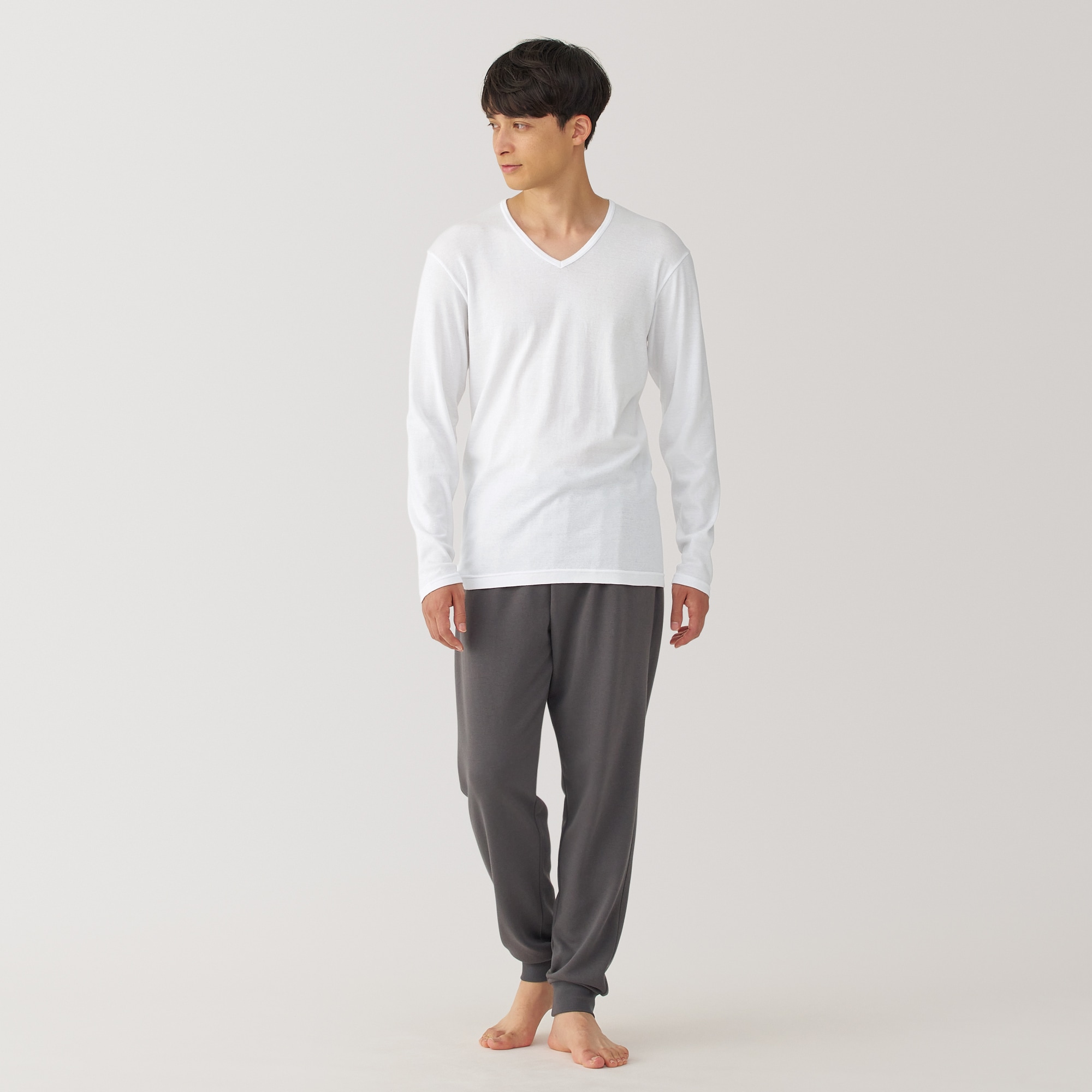 紳士　あったか綿　Ｖネック長袖Ｔシャツ