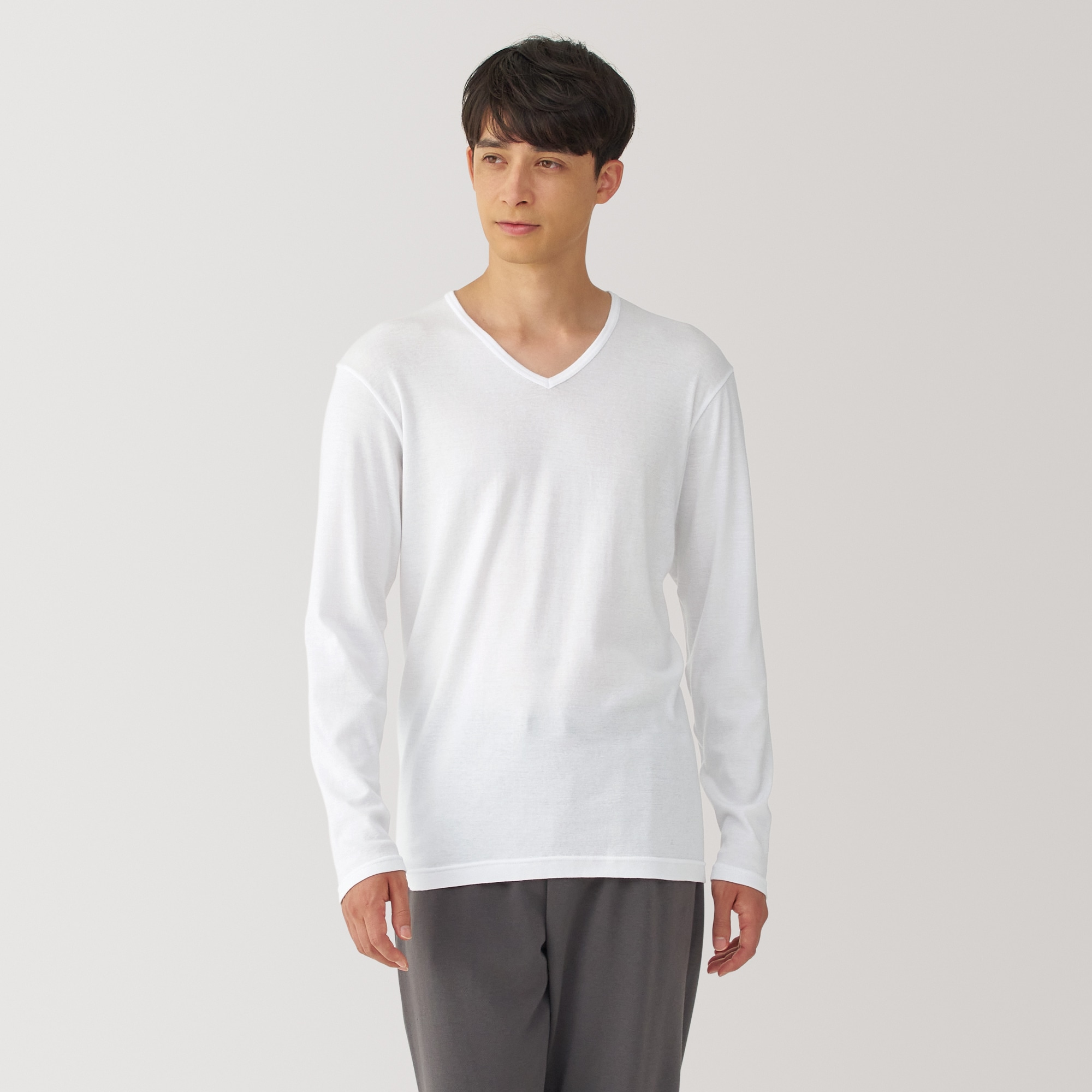 紳士　あったか綿　Ｖネック長袖Ｔシャツ