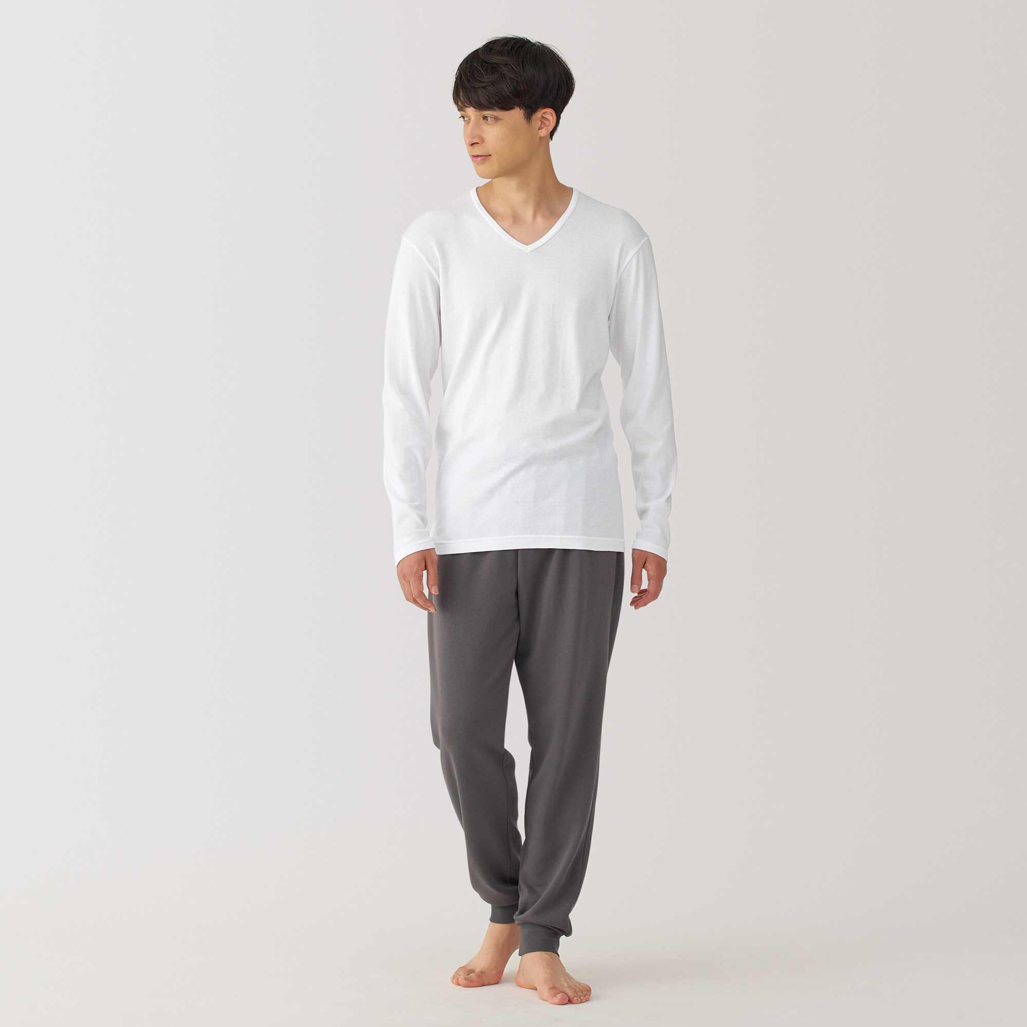 紳士　あったか綿　Ｖネック長袖Ｔシャツ