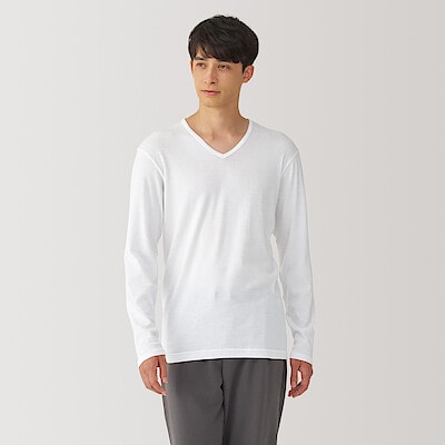 紳士　あったか綿　Ｖネック長袖Ｔシャツ