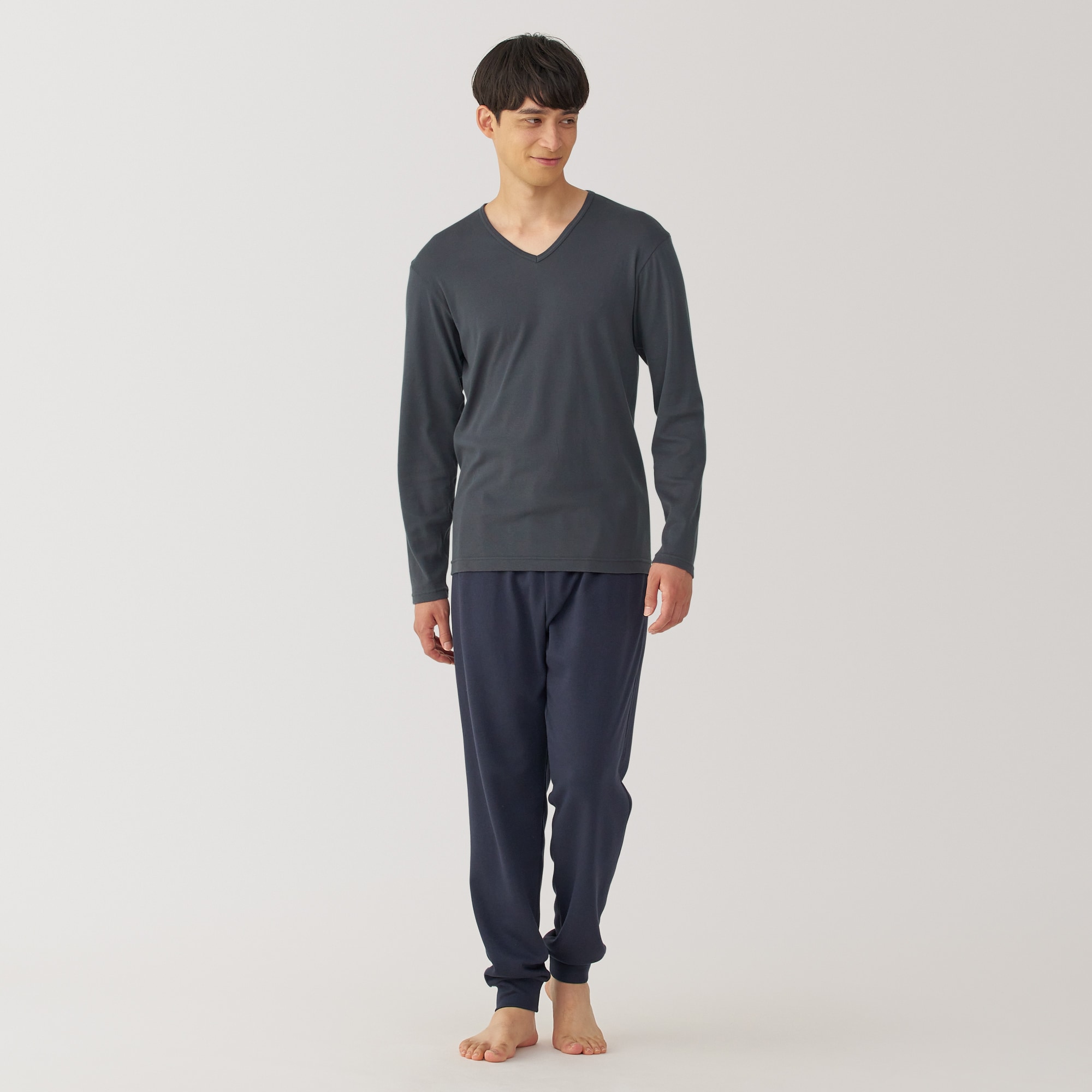 紳士　あったか綿　Ｖネック長袖Ｔシャツ