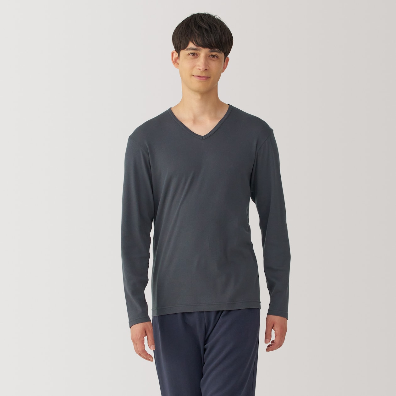 紳士　あったか綿　Ｖネック長袖Ｔシャツ
