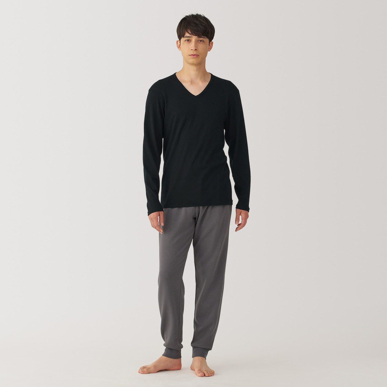 紳士　あったか綿　Ｖネック長袖Ｔシャツ