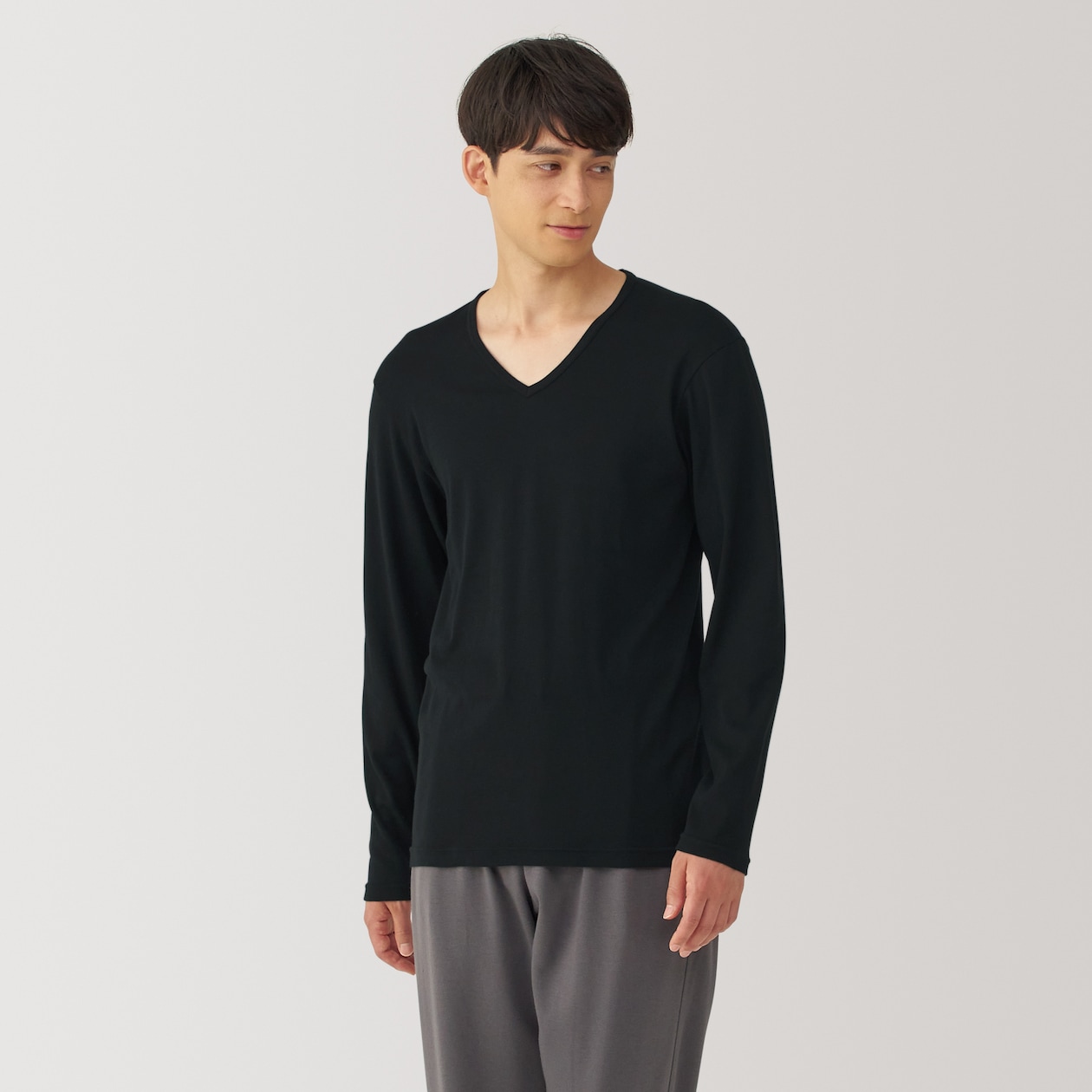 紳士　あったか綿　Ｖネック長袖Ｔシャツ
