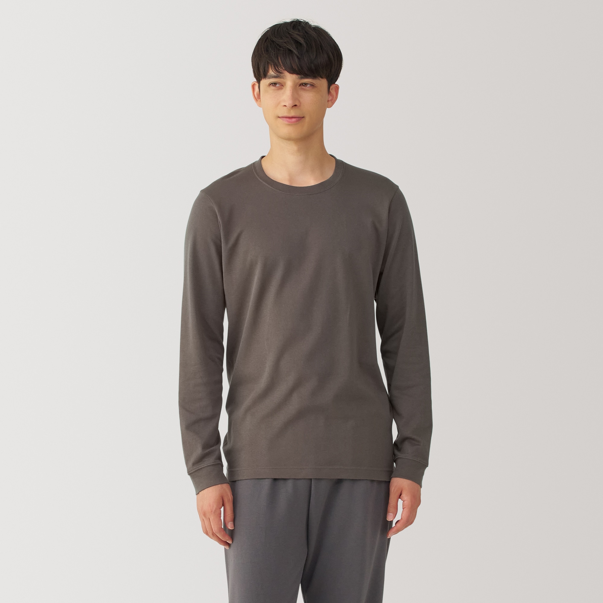 紳士　あったか綿　厚手　クルーネック長袖Ｔシャツ