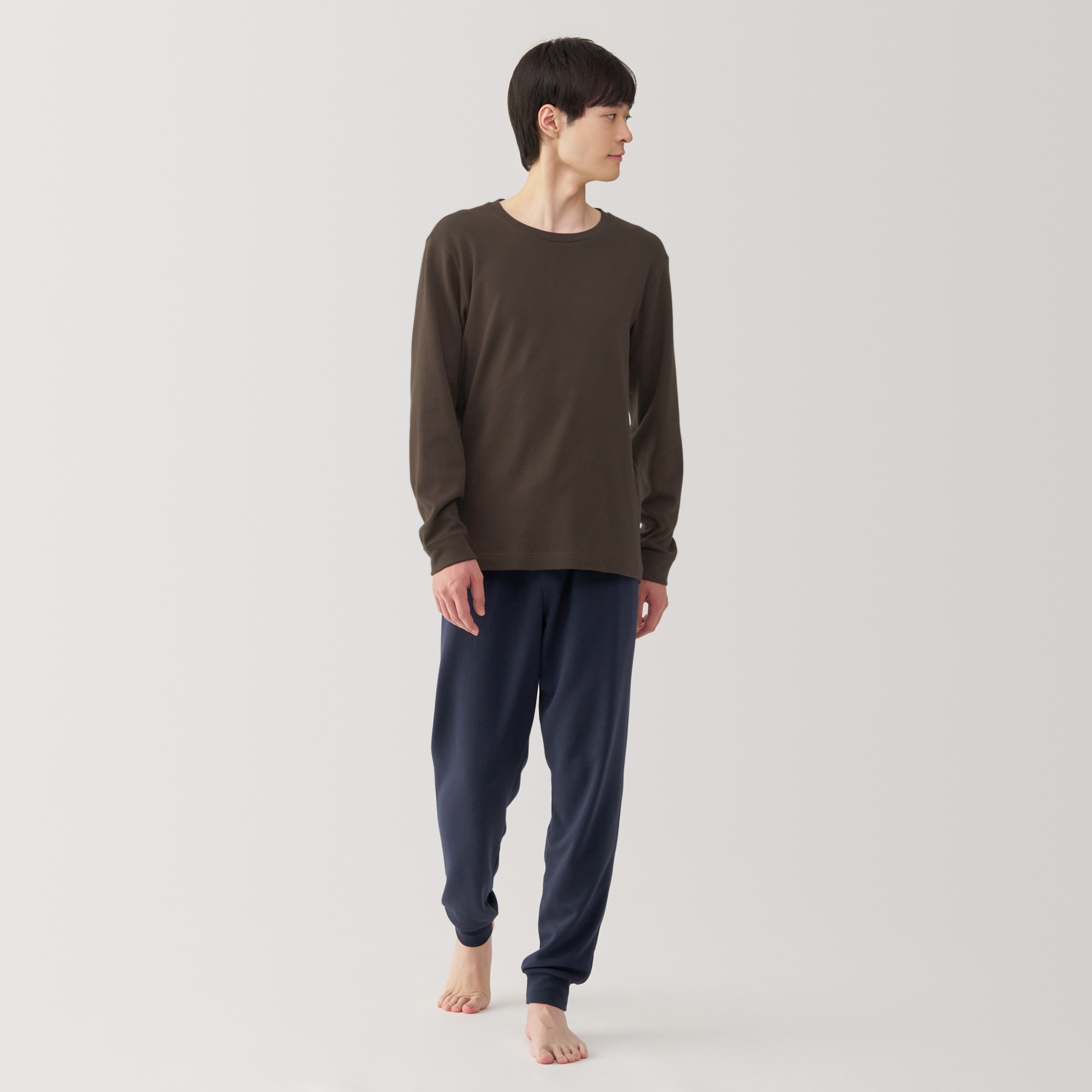 優先配送 紳士 無印良品 | ウールクルーネック長袖Tシャツ あったか綿 下着・アンダーウェア