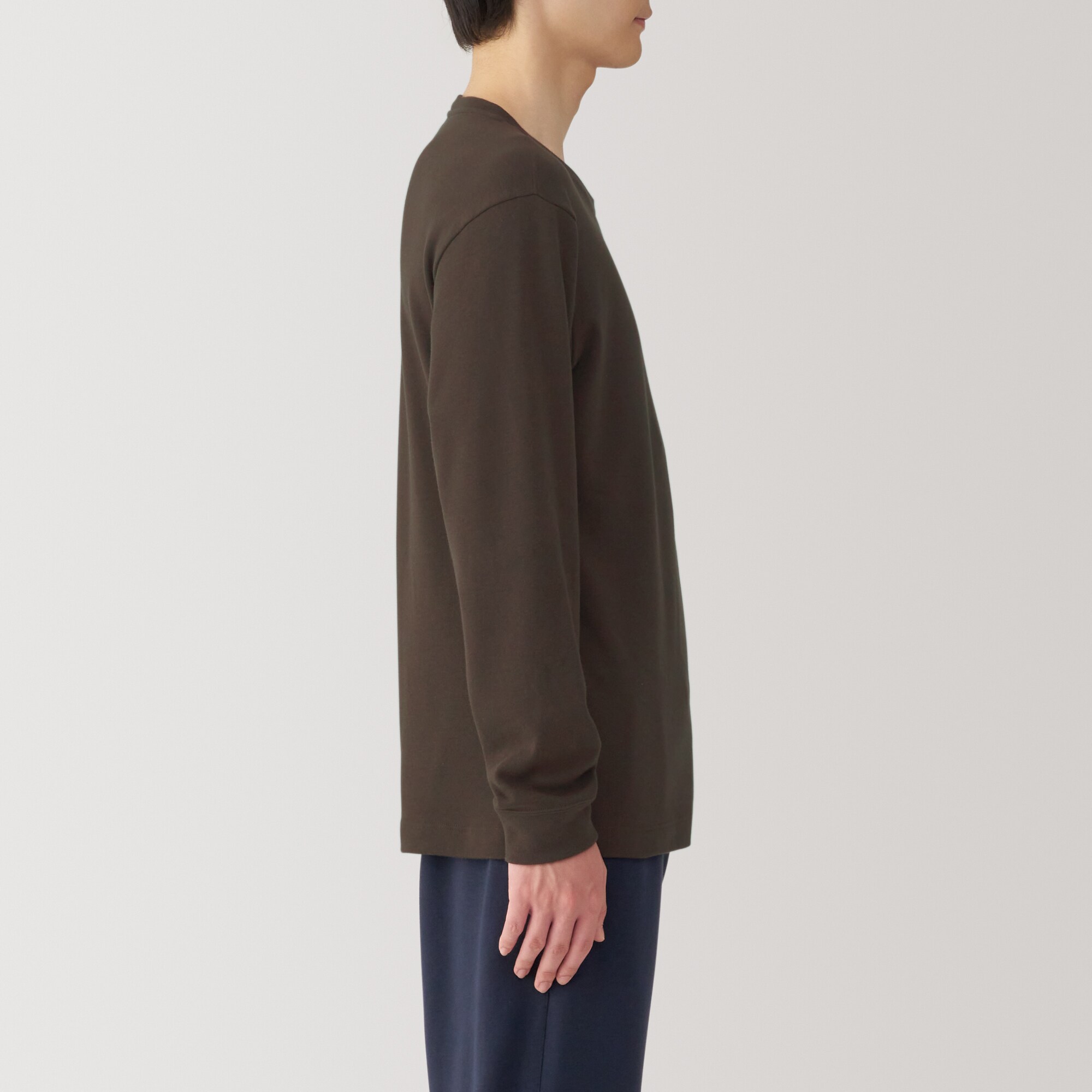 紳士　あったか綿　ウールクルーネック長袖Ｔシャツ