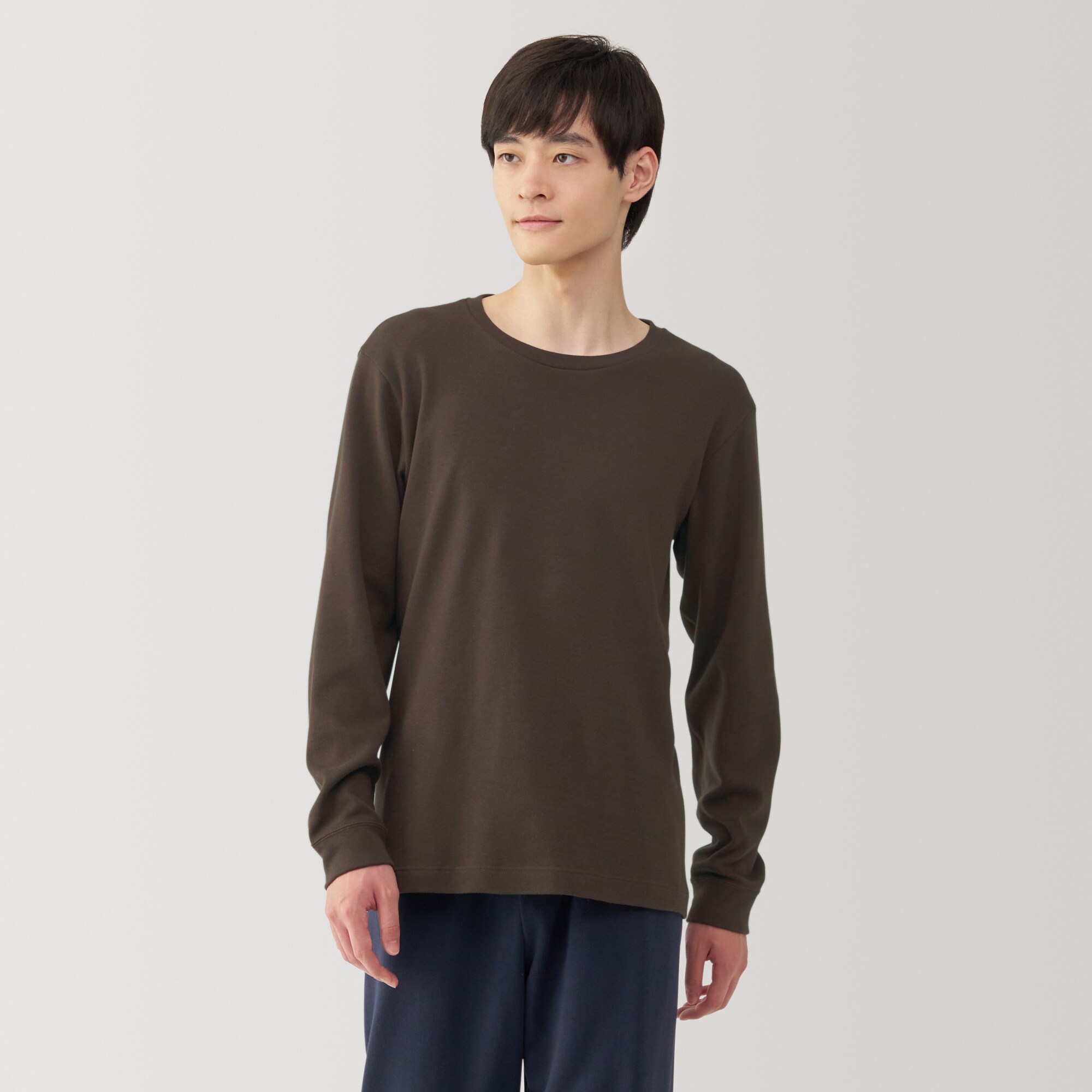 紳士　あったか綿　ウールクルーネック長袖Ｔシャツ