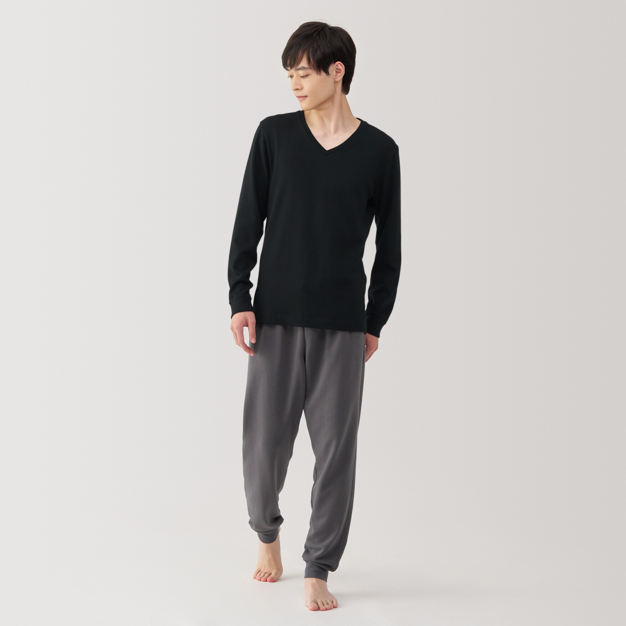 紳士　あったか綿　ウールＶネック長袖Ｔシャツ